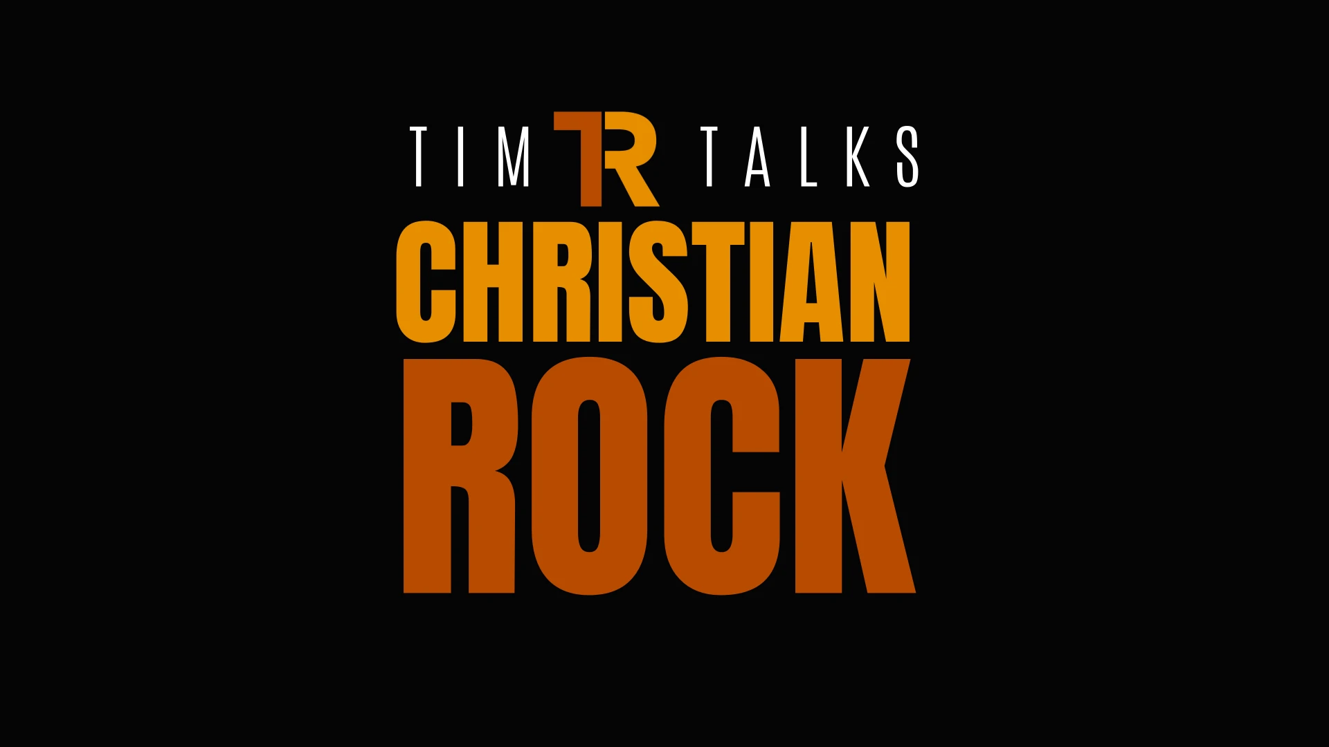 Tim Talks Christian Rock logo in orange and white on black